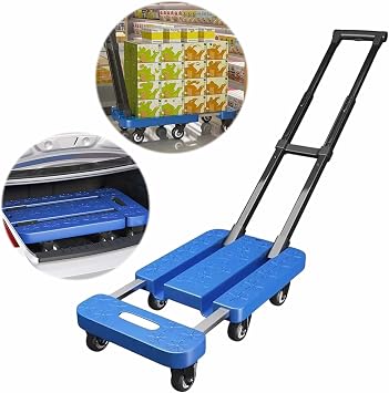 Retractable Portable Folding Trolley 6 Wheels 300 LB Flexible Flatbed