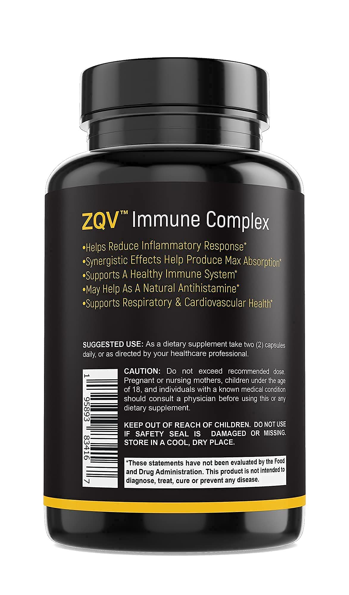Zinc Quercetin 500mg with Vitamin C Vitamin D3 Bromelain Immune Support