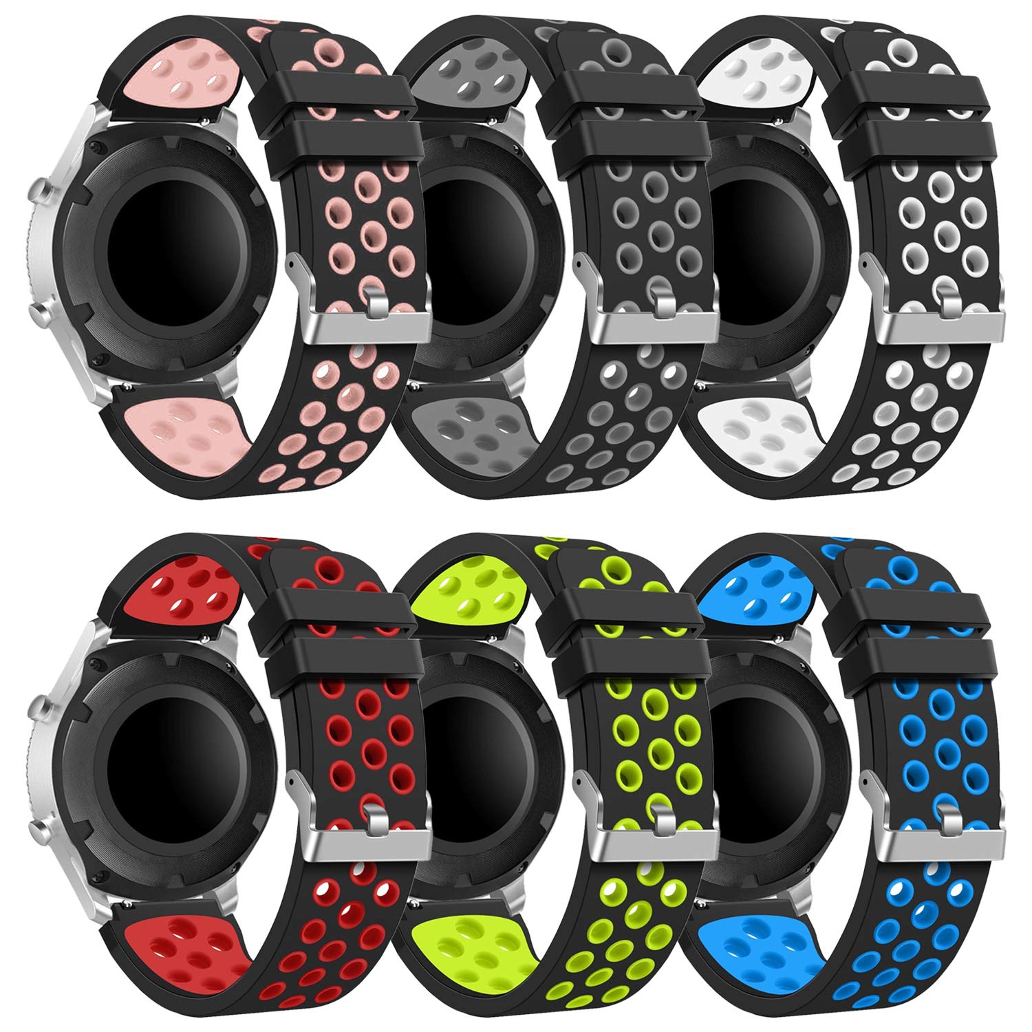 Compatible for Samsung Galaxy Watch 3 45mm Band - Gear S3 Frontier & Classic Bands/Galaxy Watch 46mm bands, 22mm Soft Silicone Replacement Breathable Sport Bands straps for Men and Women