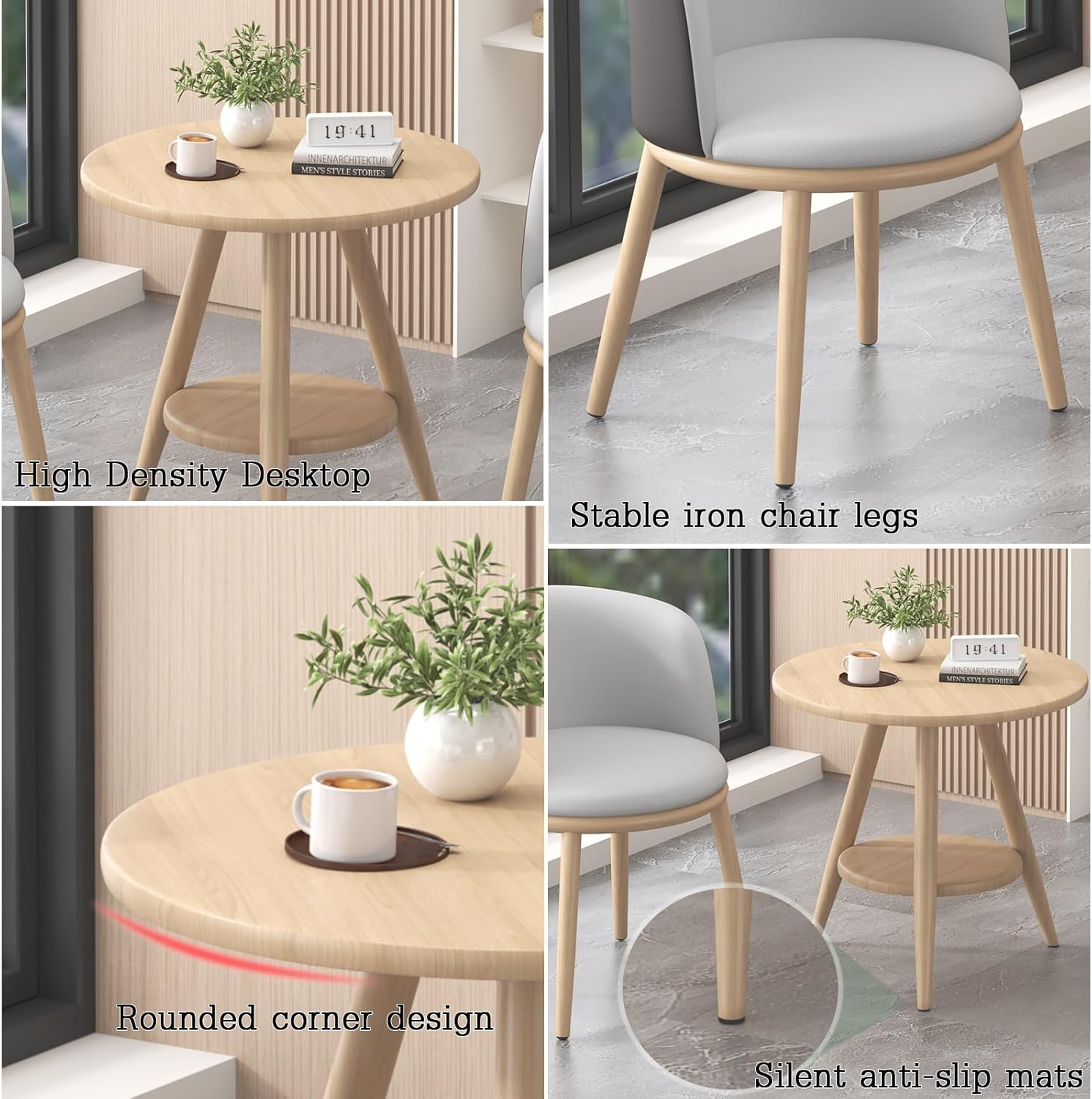 Coffee Reception Table and Chair Set, Balcony Table and Chair Combination,Office Reception Round Table Space Saving Table and Chairs, Business Reception Room Table Set Co,Tech Fabric-01-60cm