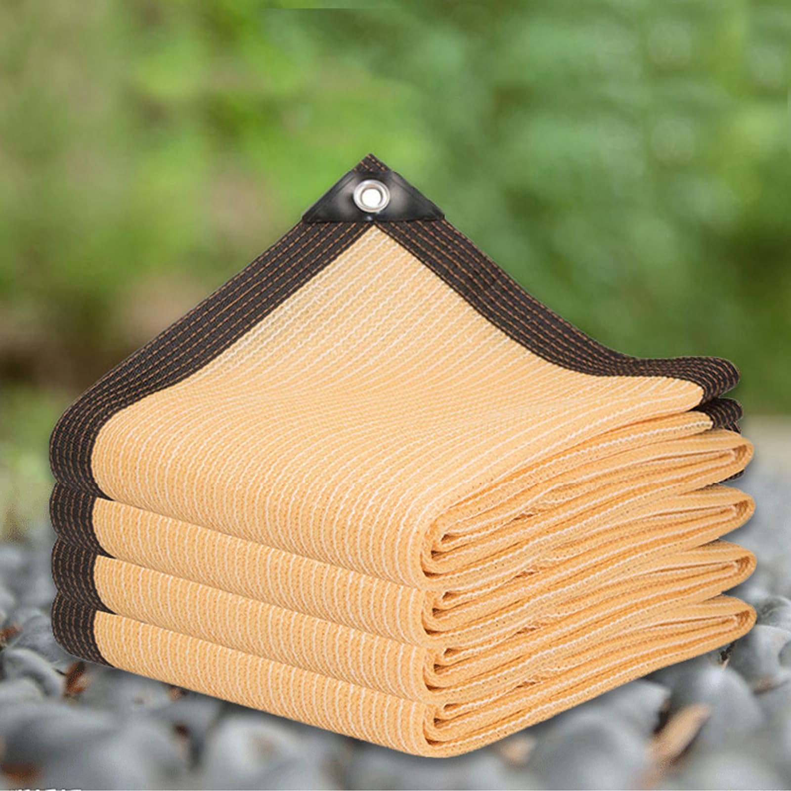 GJZQDKX UV Resistant Shade Cloth - 2x7m Breathable Garden Canopy Tear Resistant Grommeted Windbreak Netting Yellow Sun Shade Tarpaulin for Outdoor Use