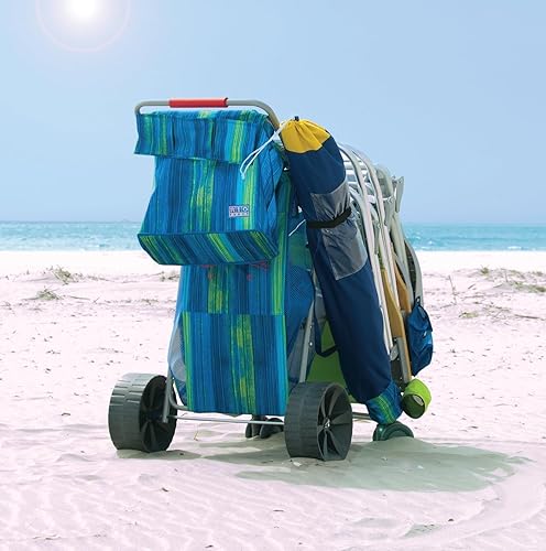 Miniatura 8 de Rio Beach Wonder Wheeler Deluxe - Carrito plegable para césped y playa, estampado azul