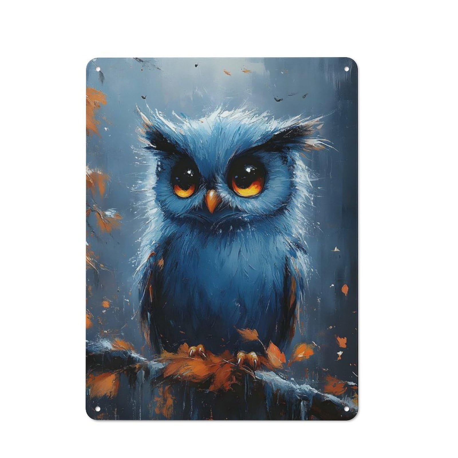 Junmoney Cute Owl Painting Retro-Style Metal Plaque 40X30cm For Garage Or Workshop, For Garage, Workshop And Man Cave Decoration