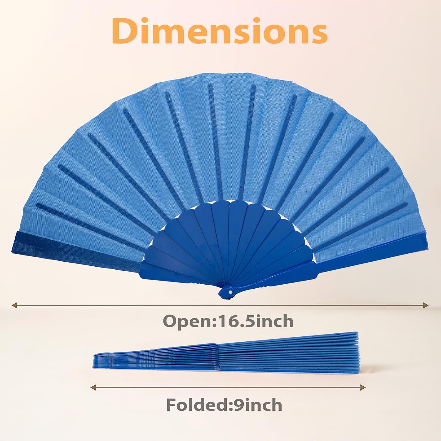 12PCS Folding Hand Fan – Portable Handheld Fan for Women & Men, for Wedding, Tea Party, Travel, DIY Craft, Gift, Outdoor (Royal Blue) image 2