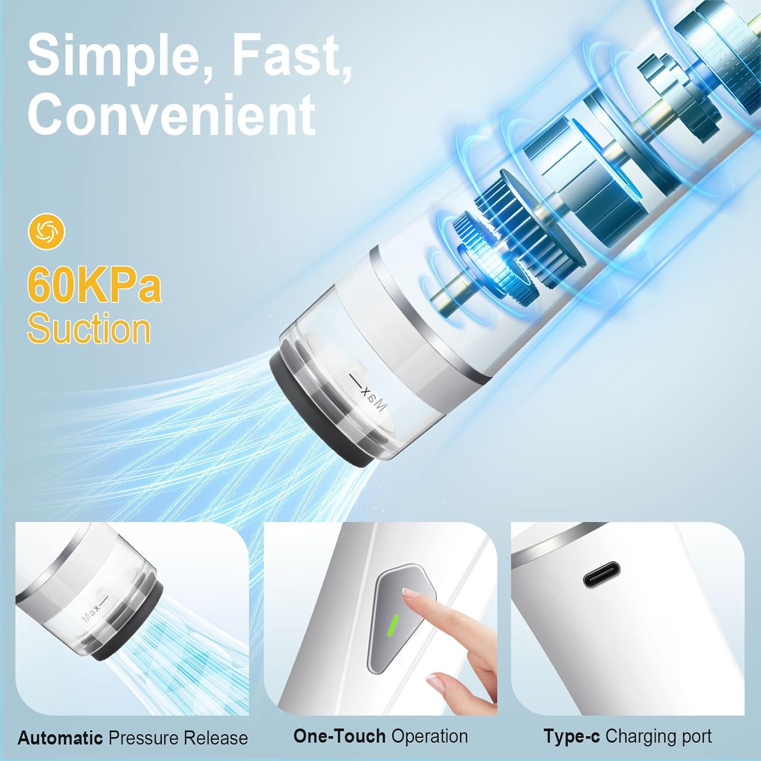 Handheld Vacuum Sealer for Wet and Dry Food, Compact Portable Food Sealer with Strong Suction, Meal Prep and Sous Vide, 5X Preservation & Fresh, White