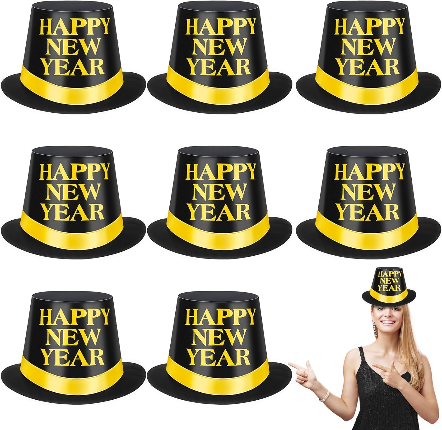 Denylo pro New Years Eve Party Supplies Glitter Paper Top Hats New Years Eve Hats for New Year Party Photo Props Supplies