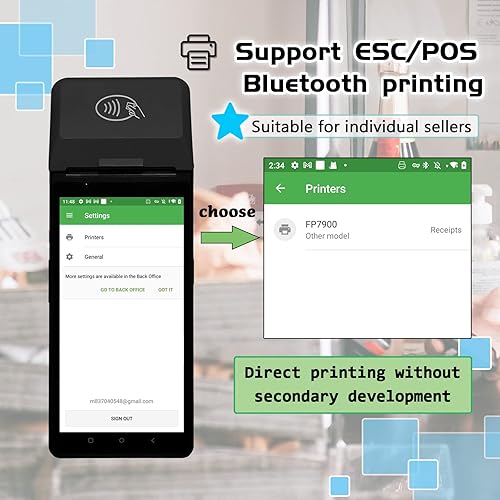 Miniatura 6 de Impresora de recibos de terminal de posición Android 10 portátil POS móvil con 4G, WiFi, Bluetooth, impresión térmica de recibos de 2.283 in para