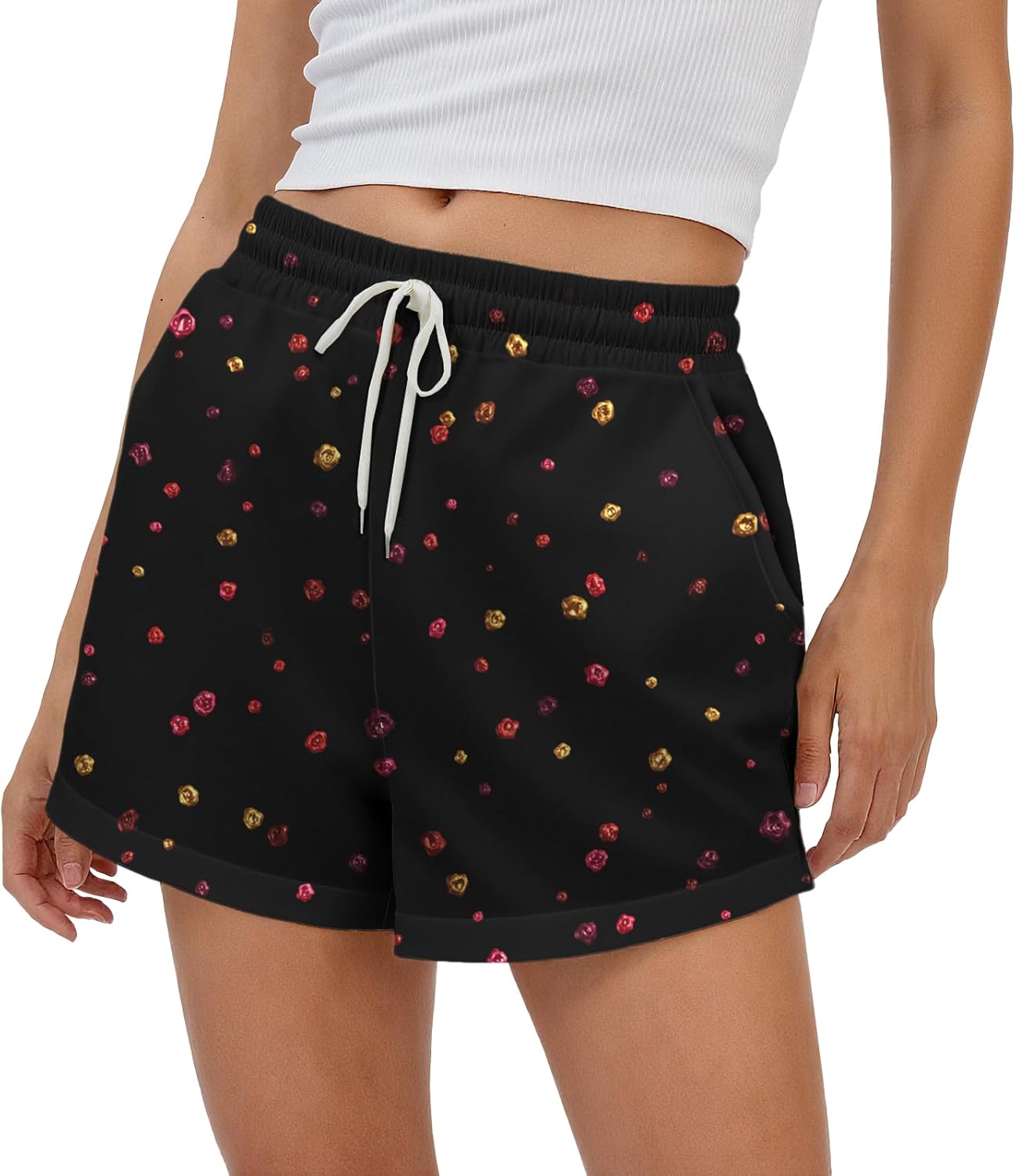 Women Sweat Shorts Elastic Waist Fashion Athletic Shorts for Women Baggy Sweats wit...