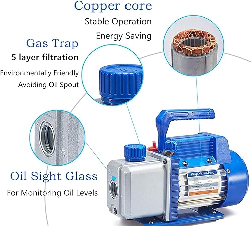 Miniatura 5 de NewPosition 4CFM 13HP - Kit de herramientas de refrigeración HVAC AC con detector de fugas equipo de reparación de automóviles juego de medidores de