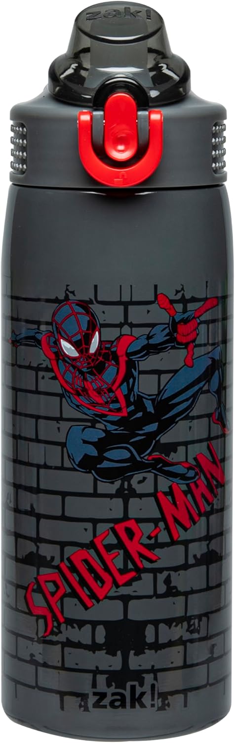 Zak Designs Marvel Spider-Man Sage Kids Water Bottle For School or Travel, 19oz Stainless Steel Water Bottle With Straw, Handle, and Leak-Proof, Pop-Up Spout Cover (Miles Morales) Zak Designs Marvel Spider-Man Sage Kids Water Bottle For School or Travel, 19oz Stainless Steel Water Bottle With Straw, Handle, and Leak-Proof, Pop-Up Spout Cover (Miles Morales)