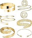 RIOSO 6 Pieces Arm Cuff Upper Arm Band Cuff Bracelet Bangle for Women Adjustable Armband Set