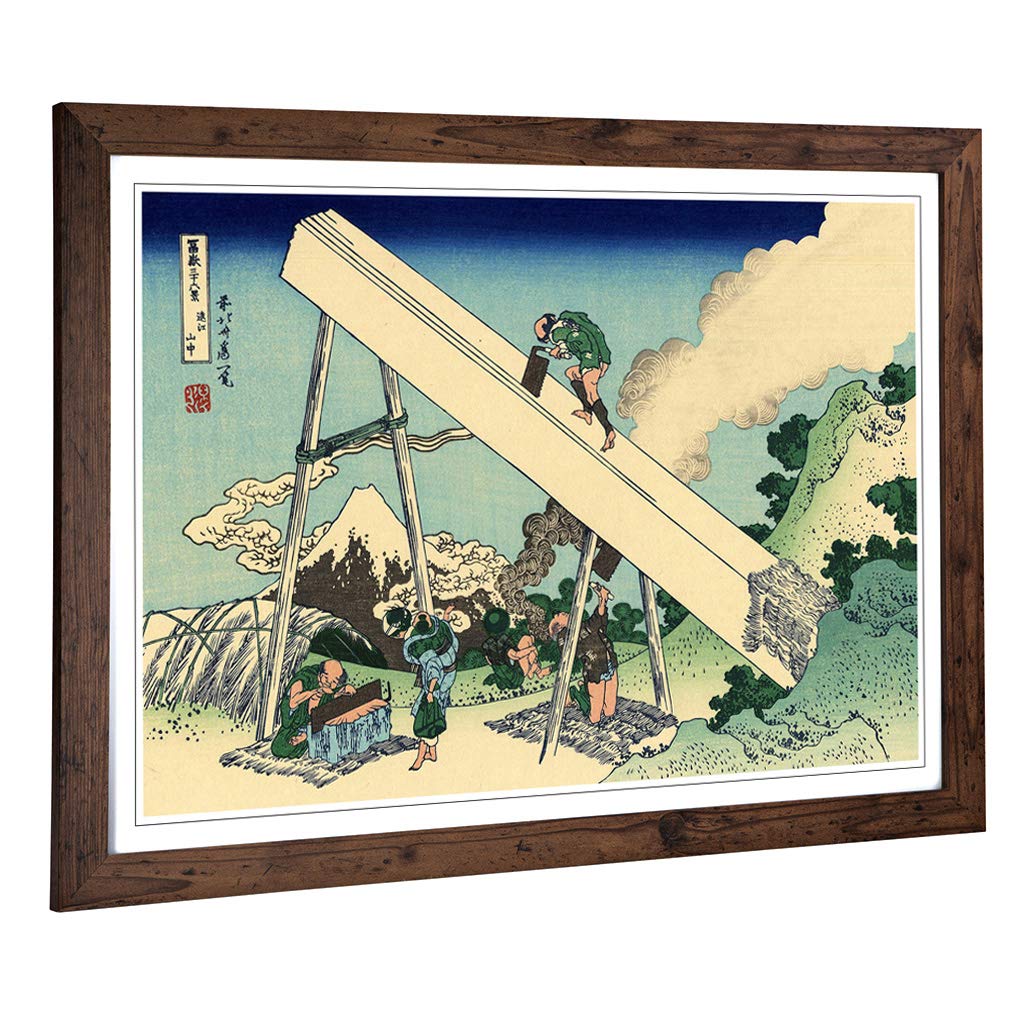 Big Box Art Framed Print of Hokusai Japanese Oriental The Fuji Design | Wall Art Picture | Home Decor for Kitchen, Living Room, Bedroom, Hallway, Walnut, A2 / 24.5x18 Inch / 62x45cm
