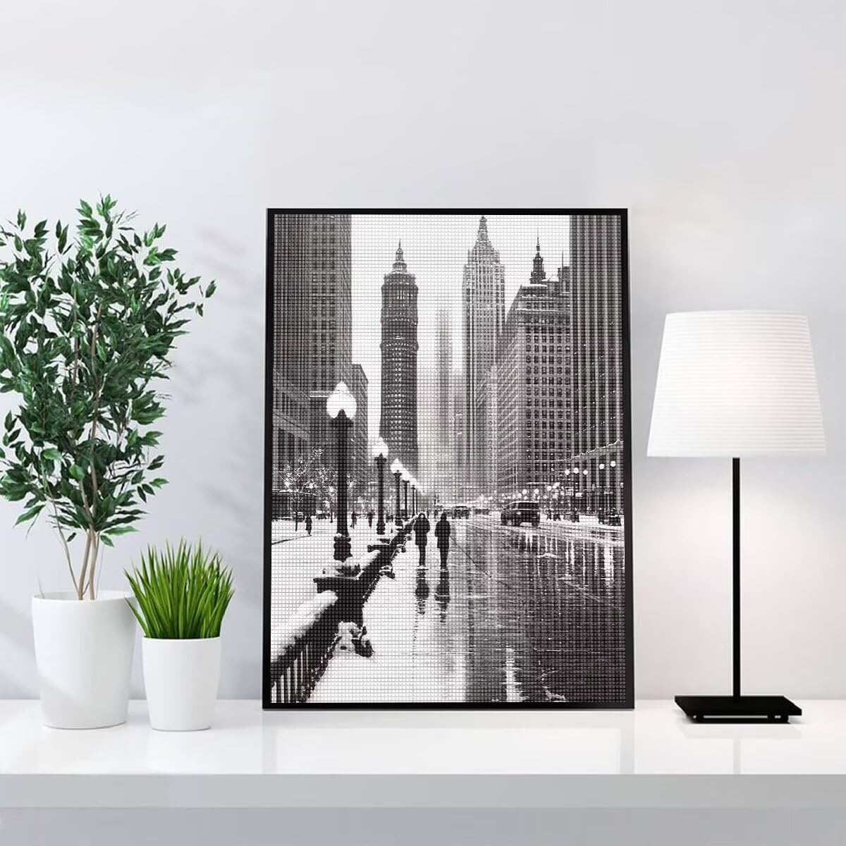 Diamond Painting Kit Completo, Diamond Painting Città, 5D Quadrato Pittura Diamante Kit Manualidades Adultos DIY Diamantini Crystal Art Disegni Ricamo Punto Croce Artigianale, 80x100cm Inverno j0-774
