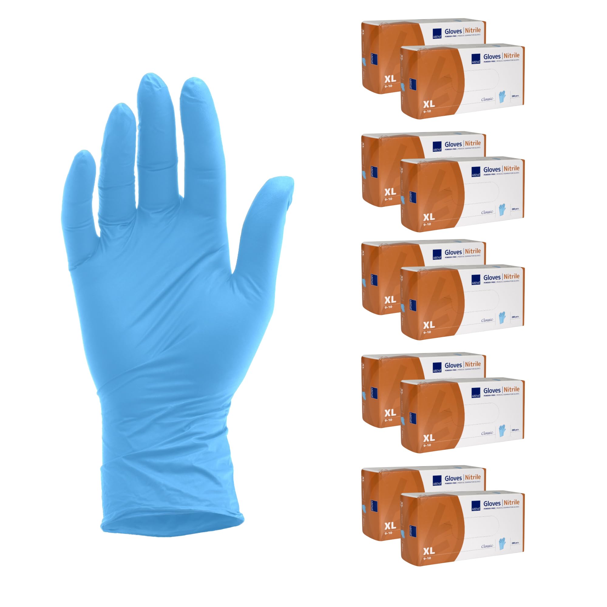 ABENA Nitrilhandschuhe XL, 2000 Stück – Einmalhandschuhe Blau, handschuhe einweg, puderfreie & latexfreie – Einweghandschuhe in S, M, L & XL verfügbar