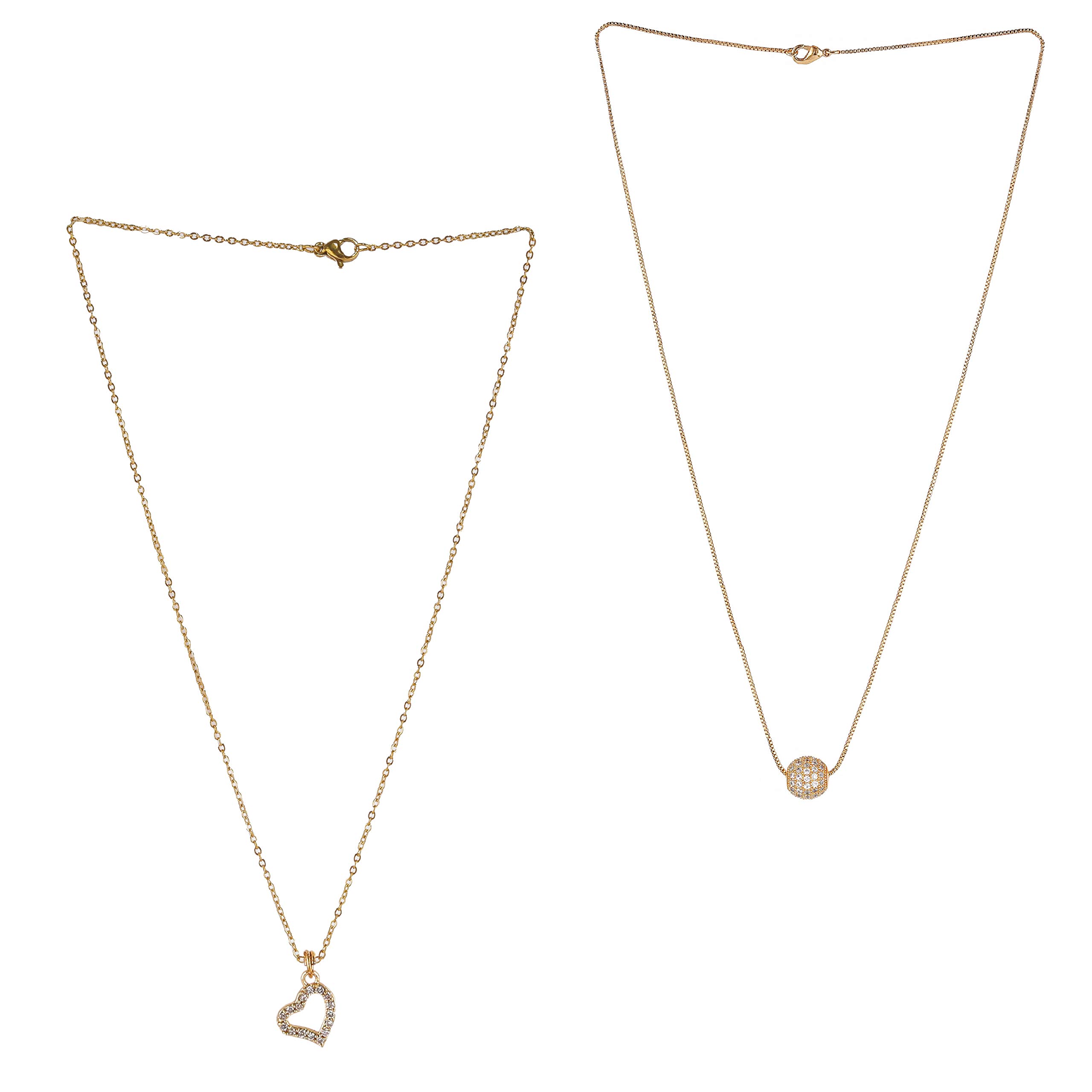 Brado Jewellery Gold Plated White American Diamond And One Love Heart Pendant With Satari Chain Combo Of 2 Necklace Golden Chain Pendant for Women and Girls (B08R3GH7D1) Amazon Price History, Amazon Price Tracker