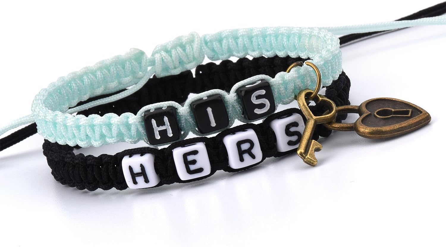 Couple Bracelets-Morenitor Valentines Day Gifts Handmade Key and Lock Braided Bracelet His and Hers Jewelry Set for Lover