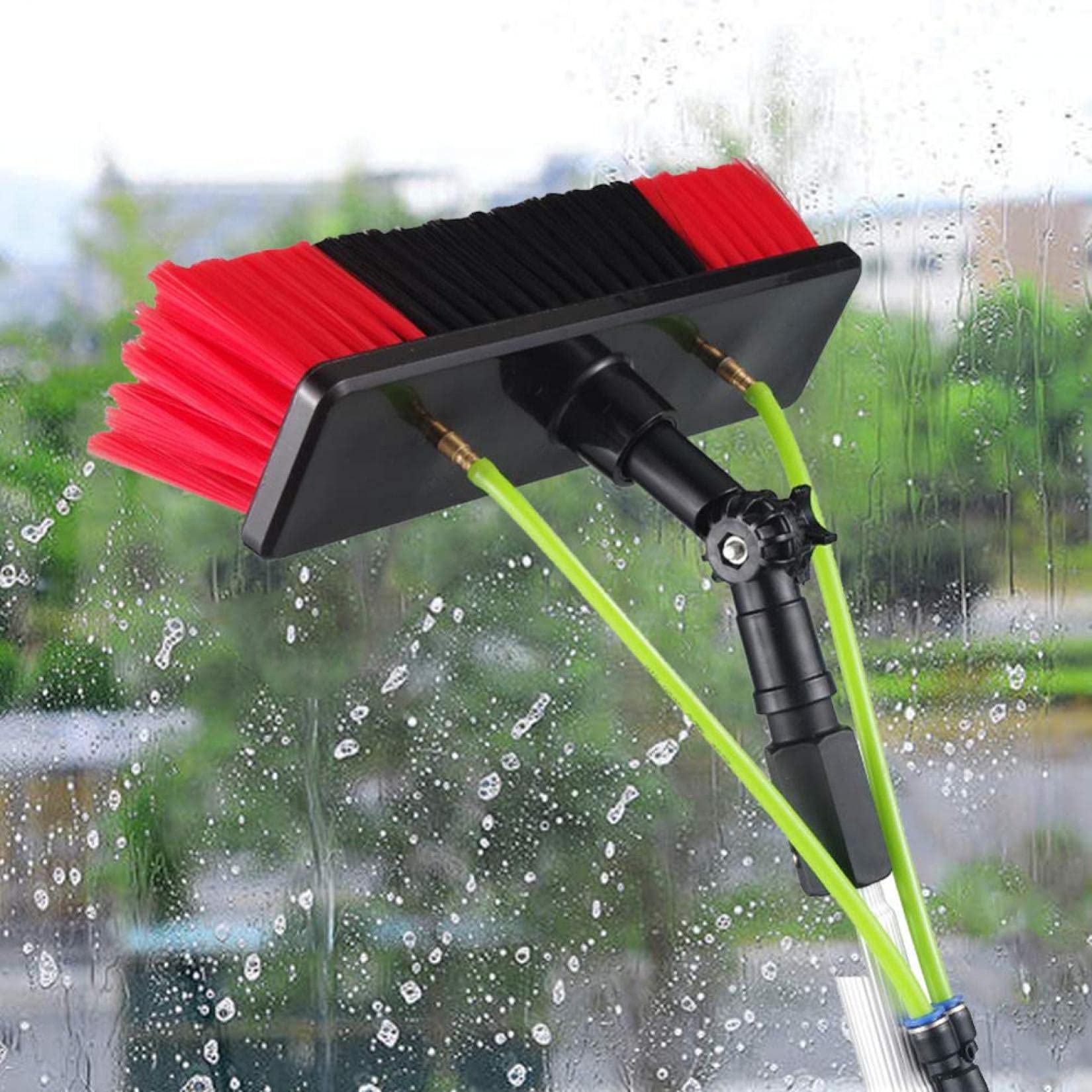 Brosse de nettoyage de vitres télescopique avec kit tuyau de 7m pour lavage de panneaux solaires
