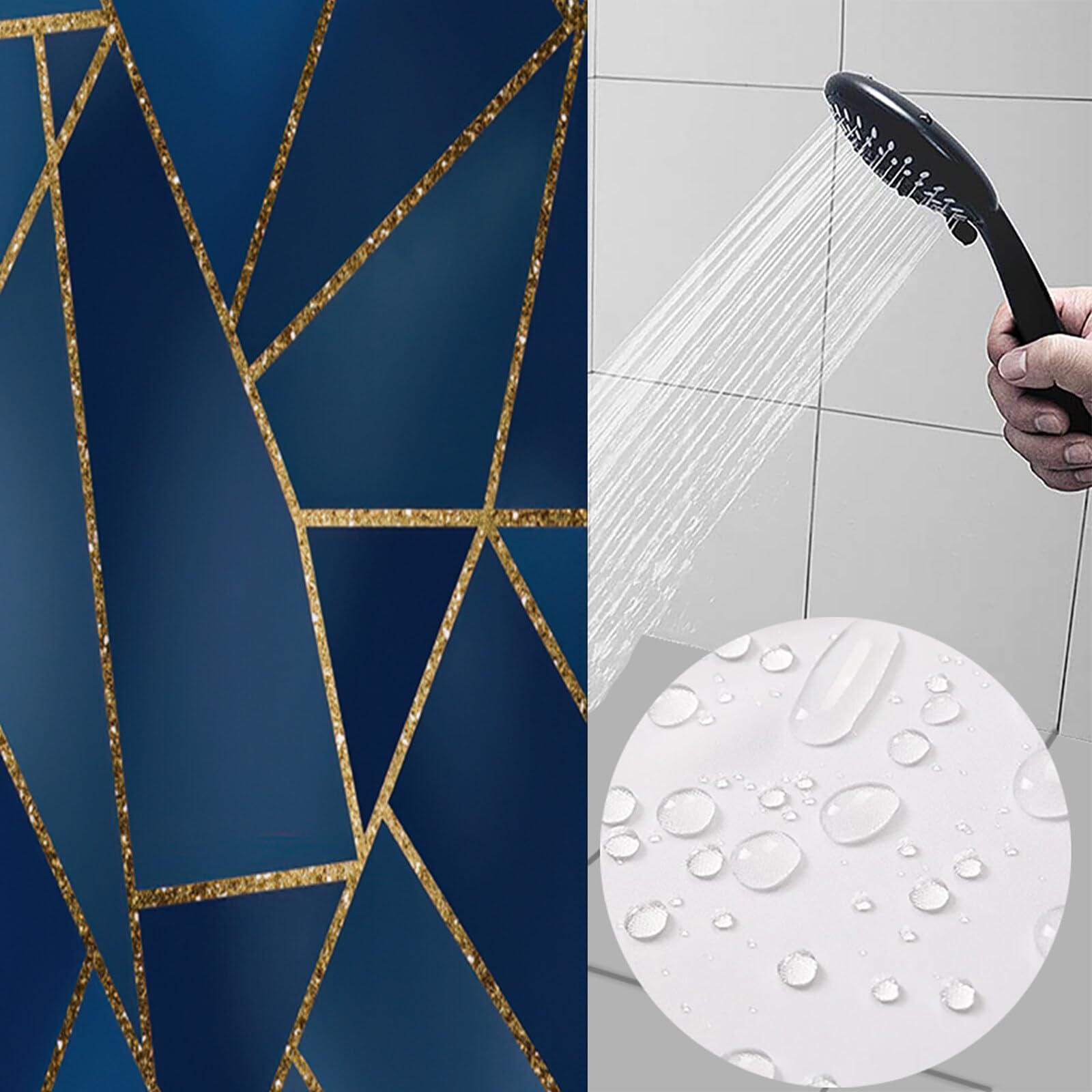 Rideau De Douche Ligne Polygone Géométrie Abstraite Tissu Imperméable Lavable avec Crochets Anti Moisissure en Polyester Rideau Douche pour Salle De Bain