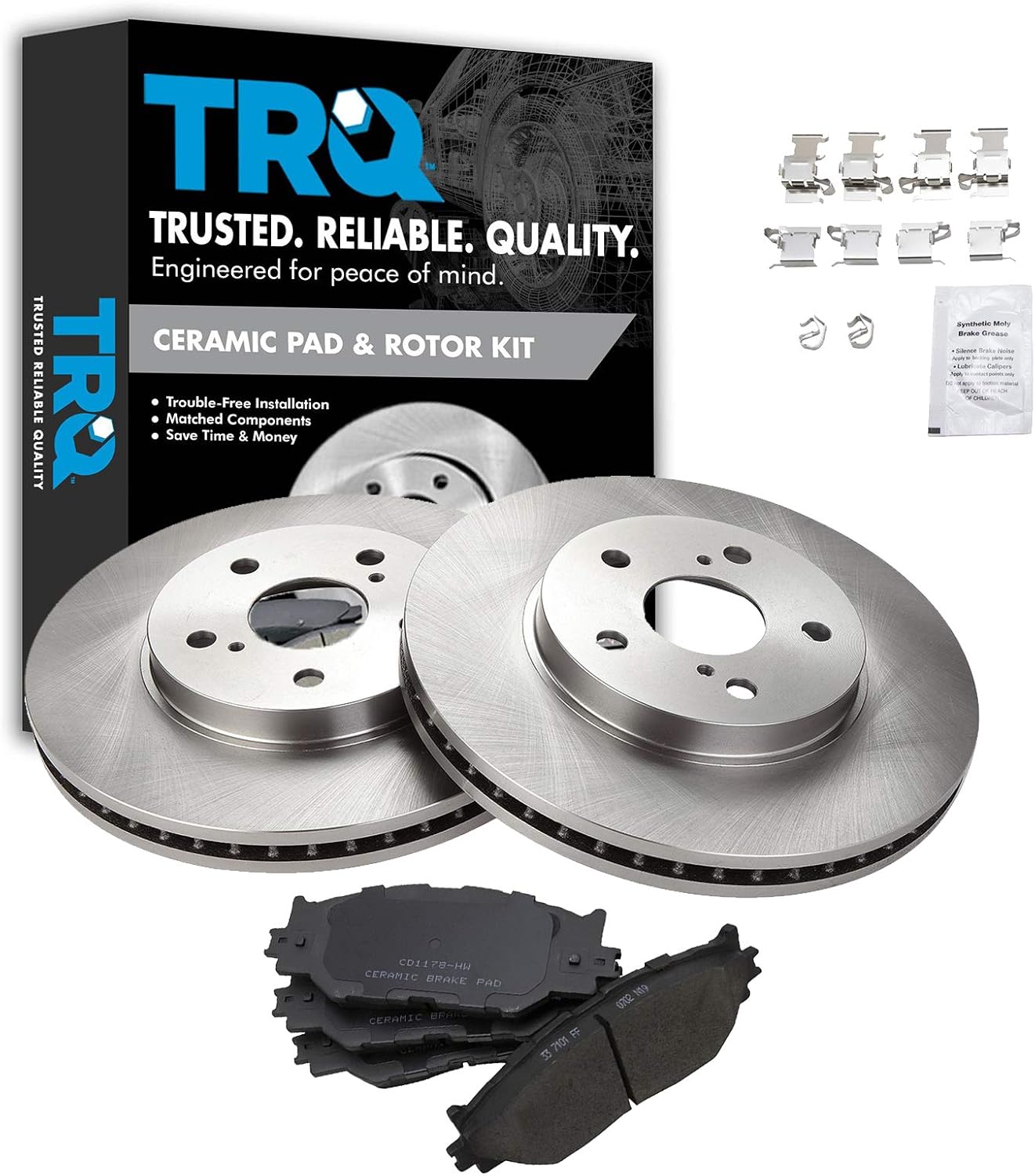 TRQ Front Brake Pad & Rotor Kit Brake Pads Brake Rotor Ceramic Compatible with 2006-2015 Lexus IS250