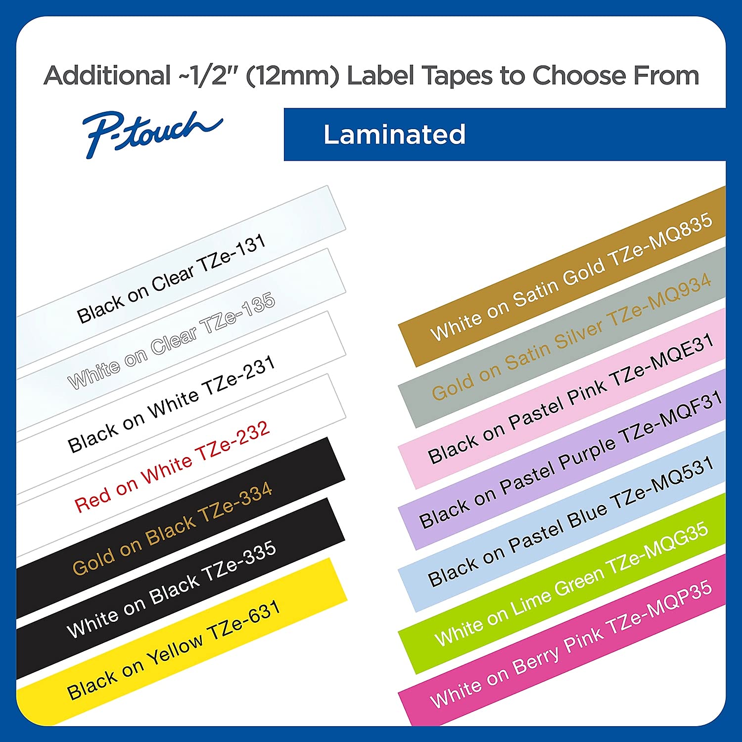 Brother TZE631 TZe Standard Adhesive Laminated Labeling Tape, 1/2-Inch w, Black on Yellow