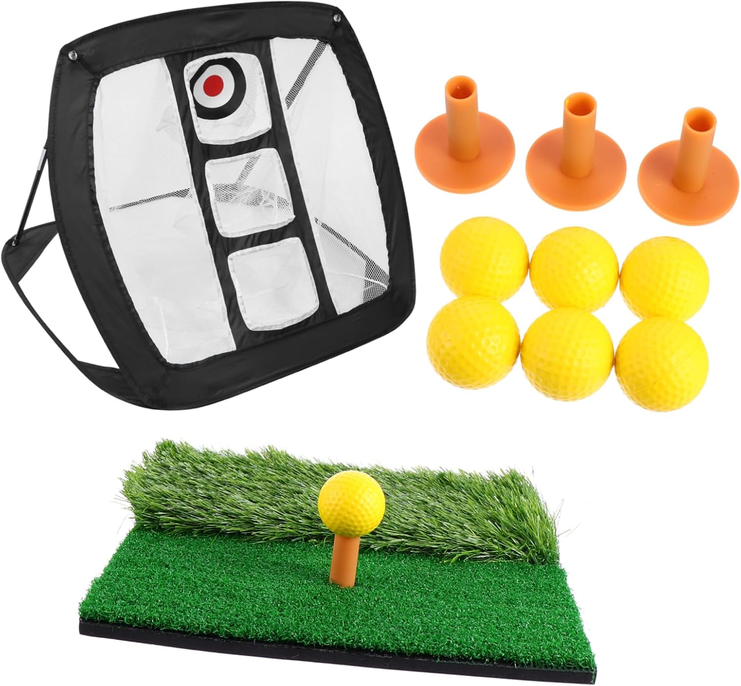 HANABASS 1set Nylon Golf Practice Net Set Portable Hitting Mat and Accessories for Training for Beginners and Family Games