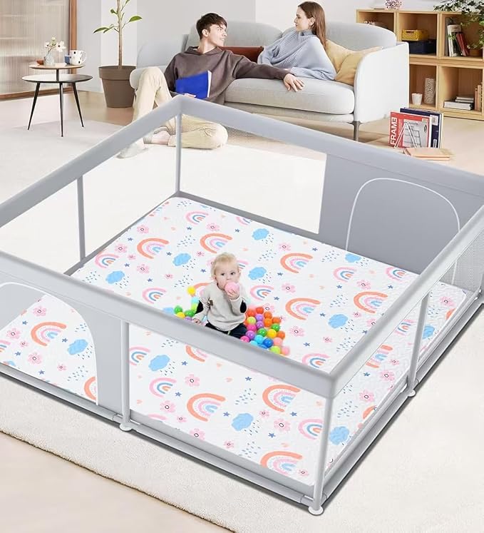 Alfombra de juego para bebé lavable a máquina 127x127 cm antideslizante miniatura 2