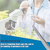 Vista 4 de Juego de 2 pinzas quirúrgicas de micro precisión con puntas dentadas, pinzas de laboratorio de acero inoxidable, puntas rectas y curvadas de punta