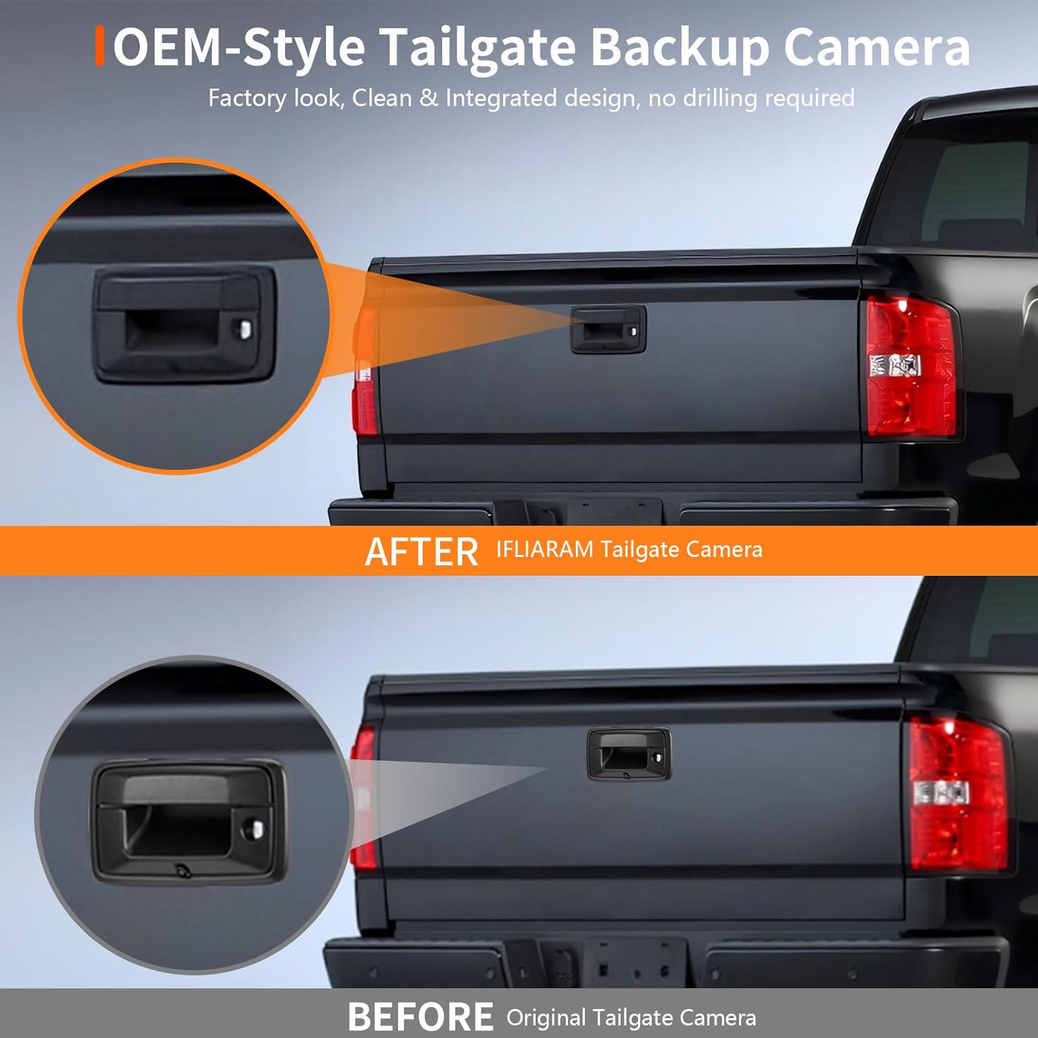 Tailgate Handle Backup Camera for 2014-2018 Chevrolet Silverado, for 2015-2018 GMC Sierra 2500HD 3500HD & Canyon – Plug & Play, IP68 Waterproof, Clear HD Rear View, Replace OEM 23448681