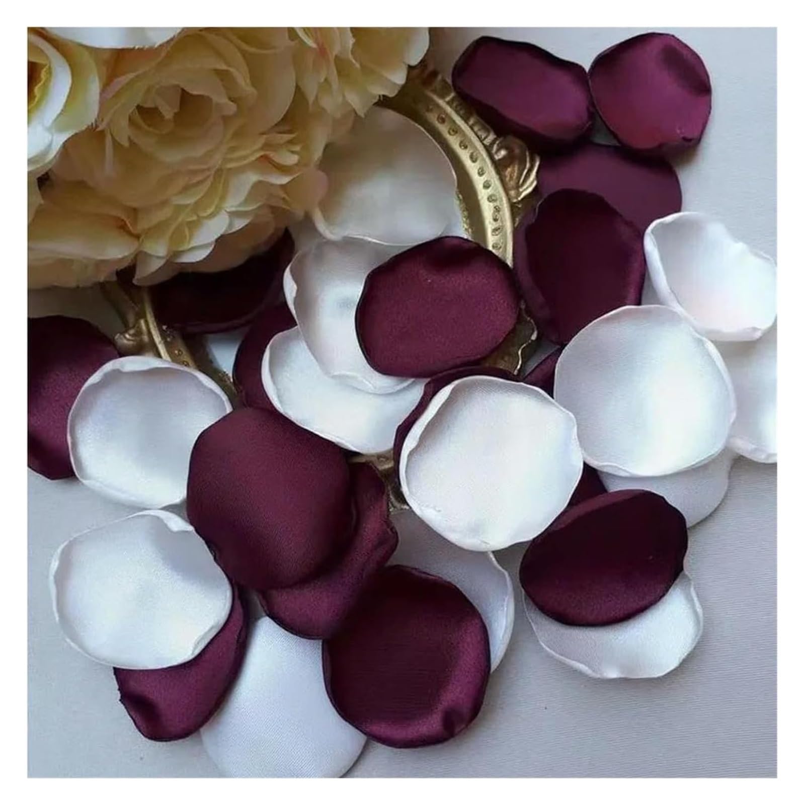 BPABDEITR Artificial Silk Satin Rose Petals Multicolor 200 Pcs(Burgundy White)