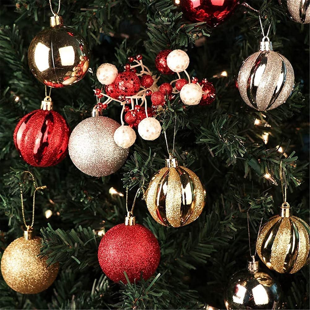 Set di 30 ornamenti per palline di Natale, infrangibili, decorazioni per albero di Natale, palline rosse e verdi per albero di Natale, decorazioni natalizie, matrimoni, feste, interni ed esterni,