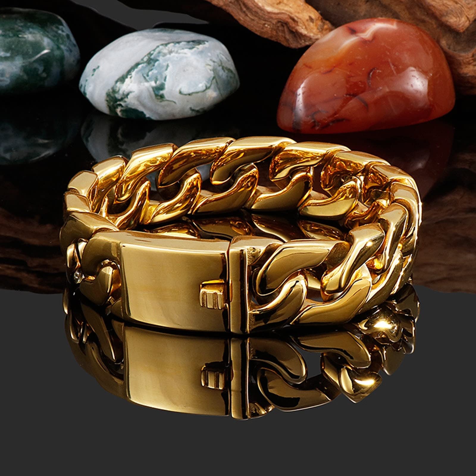 Herren Personalisiert Armband in Edelstahl, Rock Glieder Link Panzerkette Wickelarmband Tolles Geschenk für Männer