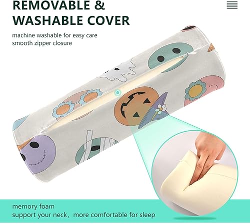 Miniatura 3 de Retro Hippie Groovy Halloween Spooky Ghosts Zombie Yoga Bolster Pillow Round Cervical Neck Roll Pillow Long Round Pillow for Roll Pillow for Neck