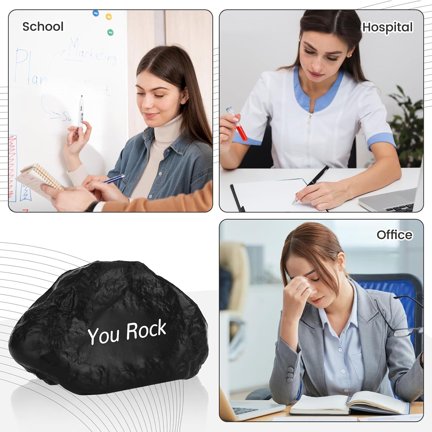 20pcs Stress Balls for Adults, You Rock Stress Relief Gifts Motivational Stress Balls Employee Appreciation Gifts Bulk, Squeezable Mini Stresses Toys Balls for Anxiety for Employee Staff Teacher