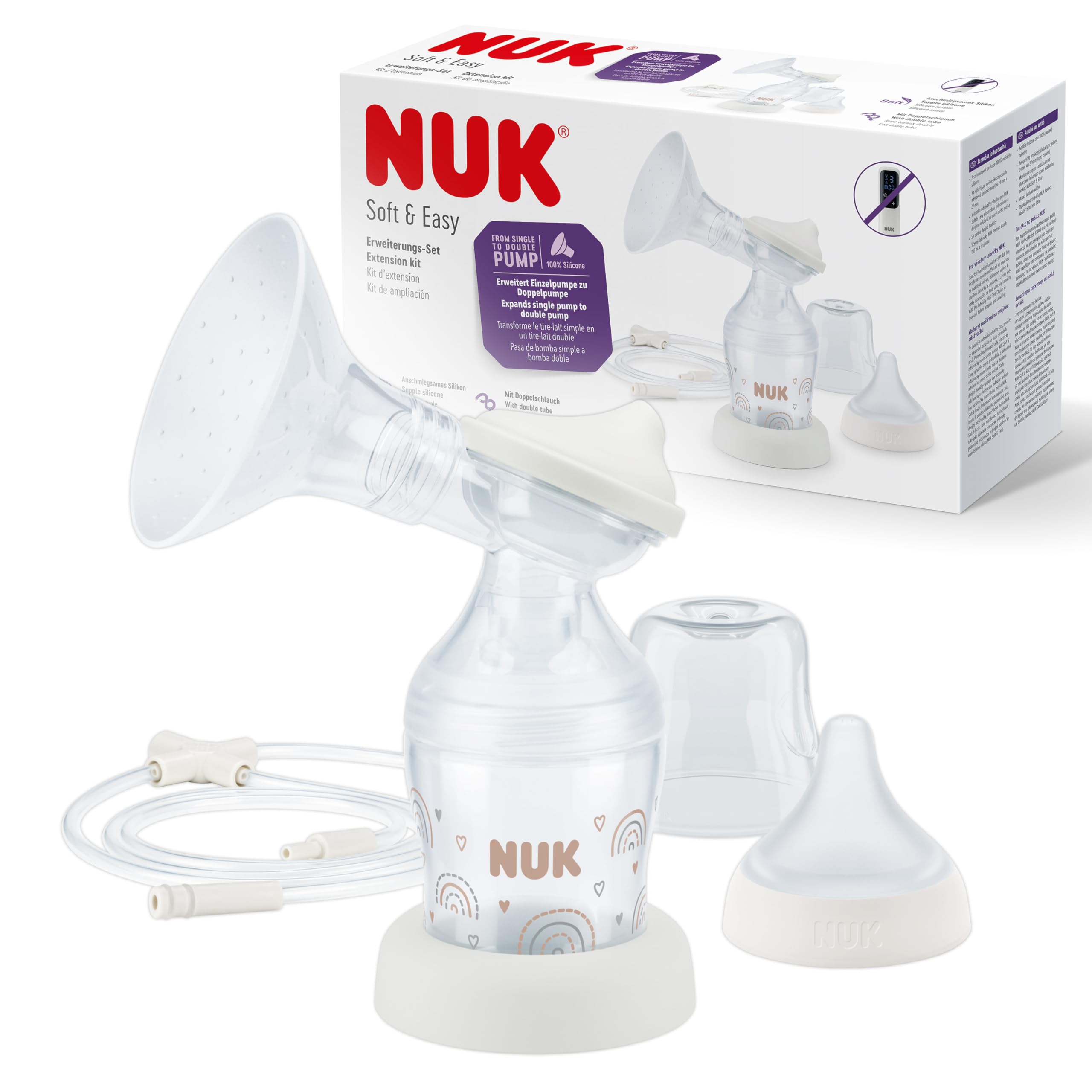 NUK Soft & Easy zestaw rozszerzający | do elektrycznej laktatora Soft & Easy | w zestawie butelka dla niemowląt NUK Perfect Match 150 ml | 1 sztuka