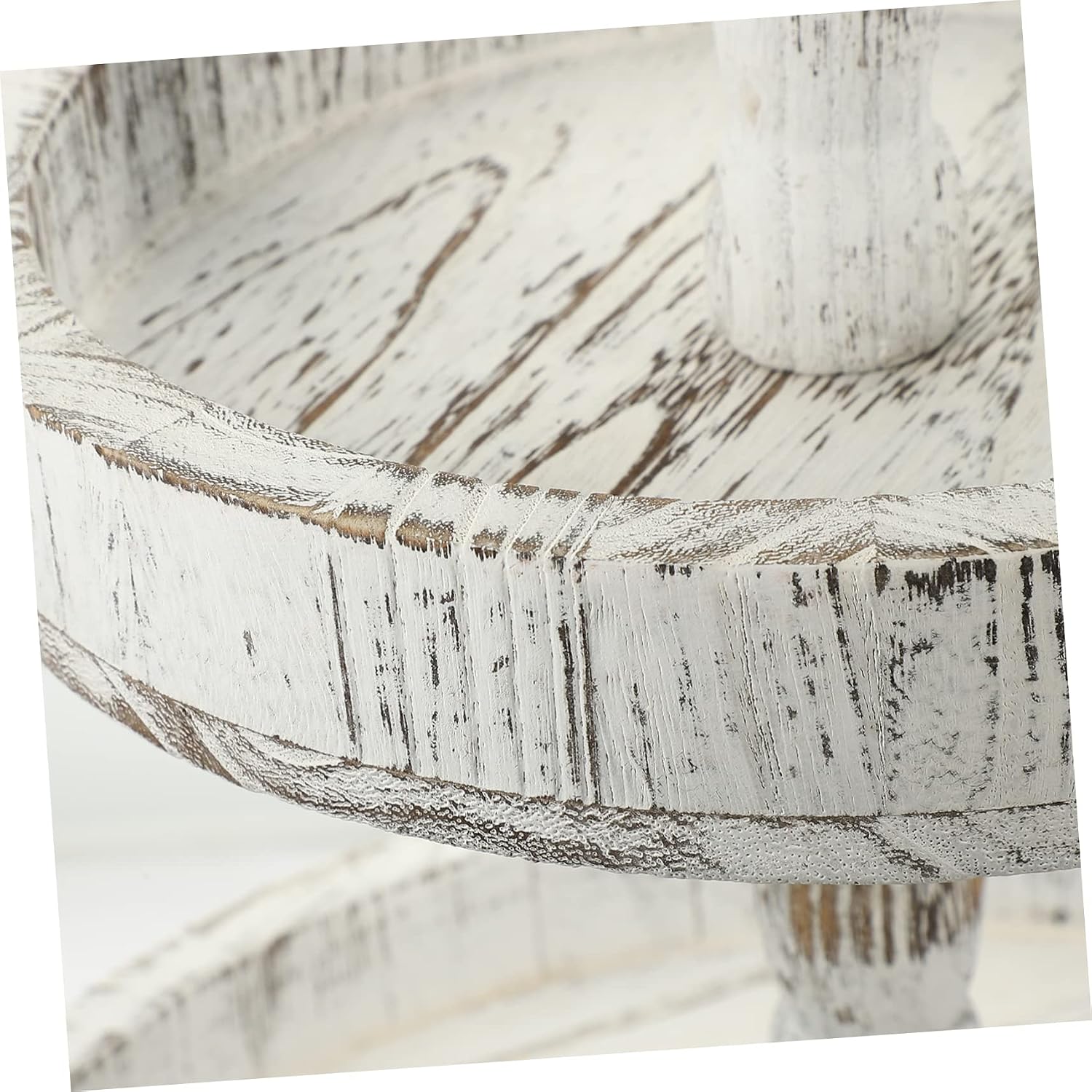 LABRIMP Rustic Two-tiered Serving Tray Round Wooden Cake Stand for Farmhouse Kitchen Decor for Displaying Snacks and Treats at Home Gatherings