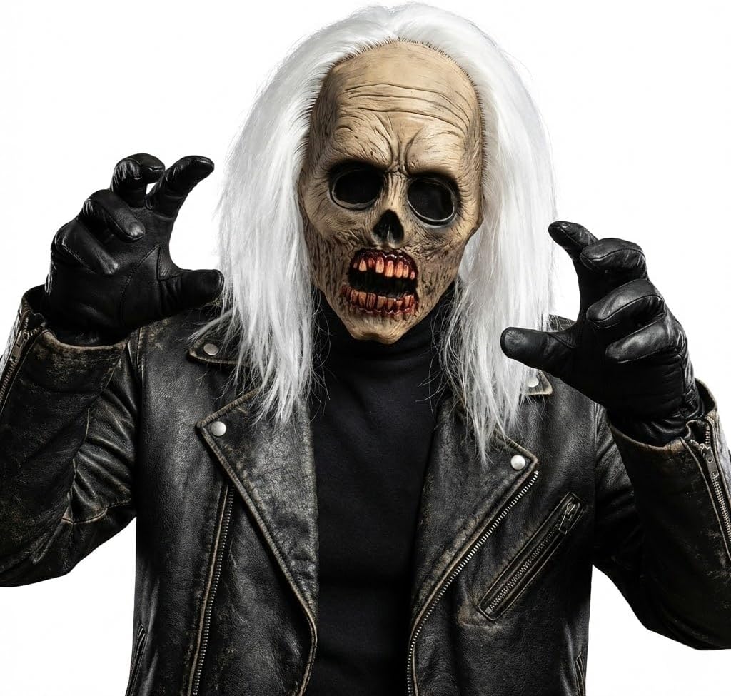 Horror Latex Zombie Mask Adult Realistic Full Head Cover Scary Vampire Masks with Hair Halloween Cosplay Costume Party Props