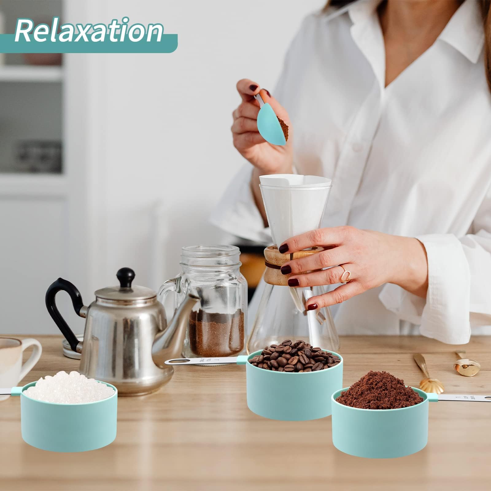 Set di 6 cucchiai dosatori in acciaio inox 18/8, resistenti, con unità di misura metrica e statunitense, per ingredienti secchi e liquidi, idea regalo