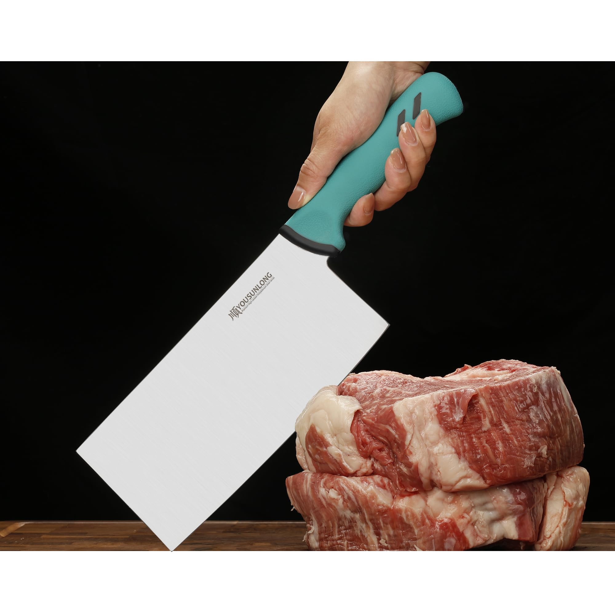 YOUSUNLONG Mannaia - Coltello per affettare carne e verdure da 180 mm - Lama in acciaio al molibdeno di alta qualità ad alto tenore di carbonio - Affilata come un rasoio - Impugnatura ergonomica e ant