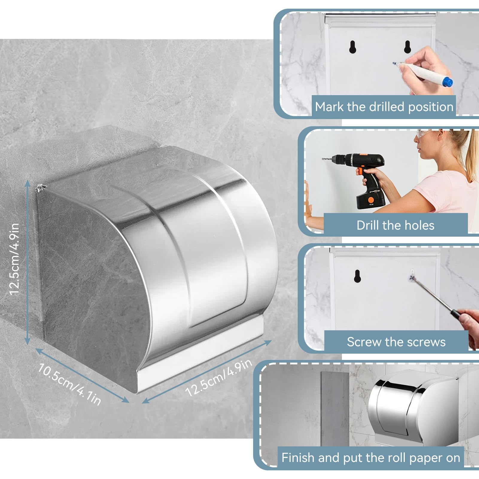 Gsycle Toilet Paper Roll Holders Wall Mounted - Image 3