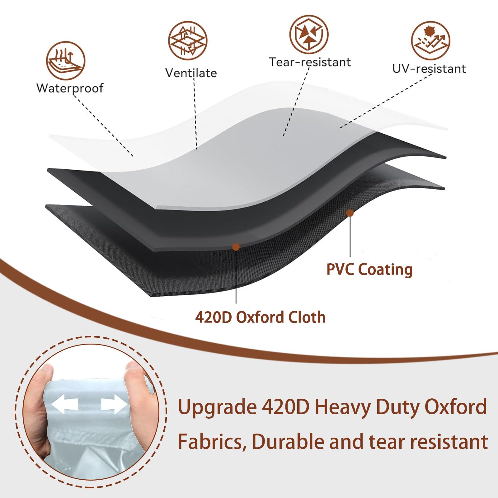 NXMYDBD Housse Salon De Jardin Extérieure Pour Table Chaise Canapé 270x240x90cm/LxWxH Rectangulaire Anti-UV Tissu Oxford 420D Imperméable Bache Avec Cordons De Serrage Et Boucles Réglables