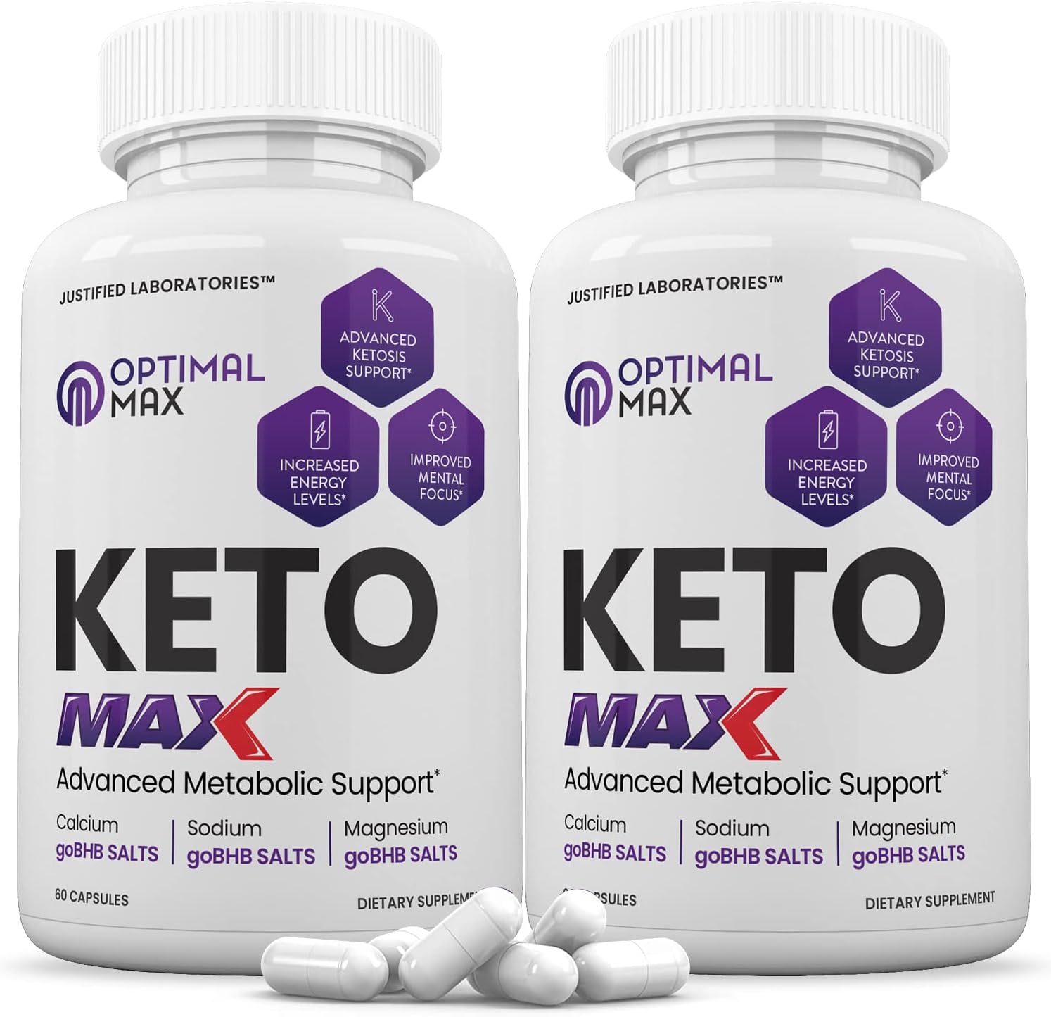 (2 Pack) Optimal Keto Max 1200MG Pills Includes Apple Cider Vinegar goBHB Strong Exogenous Ketones Advanced Ketogenic Supplement Ketosis Support for Men Women 120 Capsules