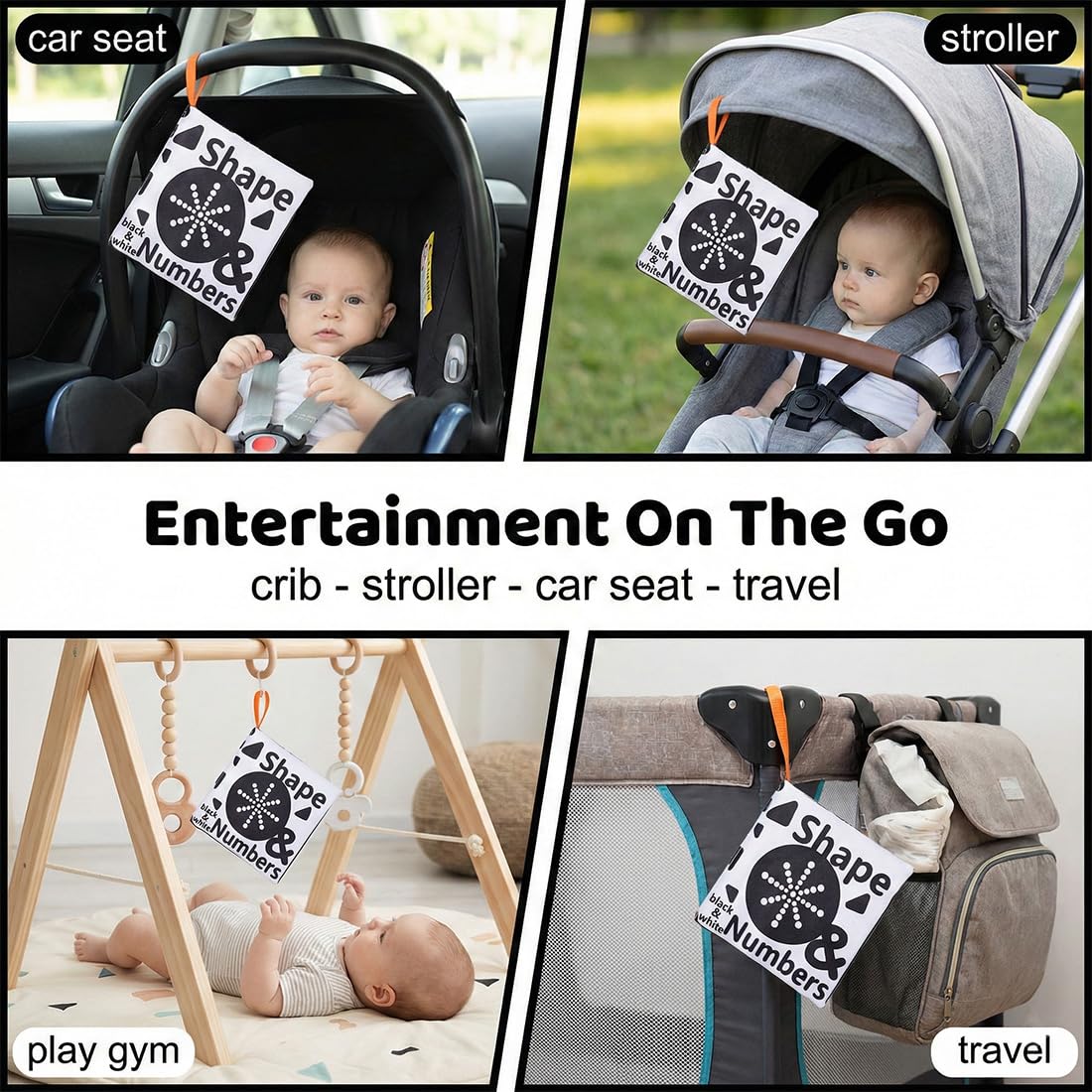 Livre d'Éveil Noir et Blanc Bébé 0-12 Mois, Livre noir et blanc bébé, Image noir et blanc bébé,Livre Sensoriel Pliable à Haut Contraste, Jouet Montessori Cadeau de Naissance Unisexe
