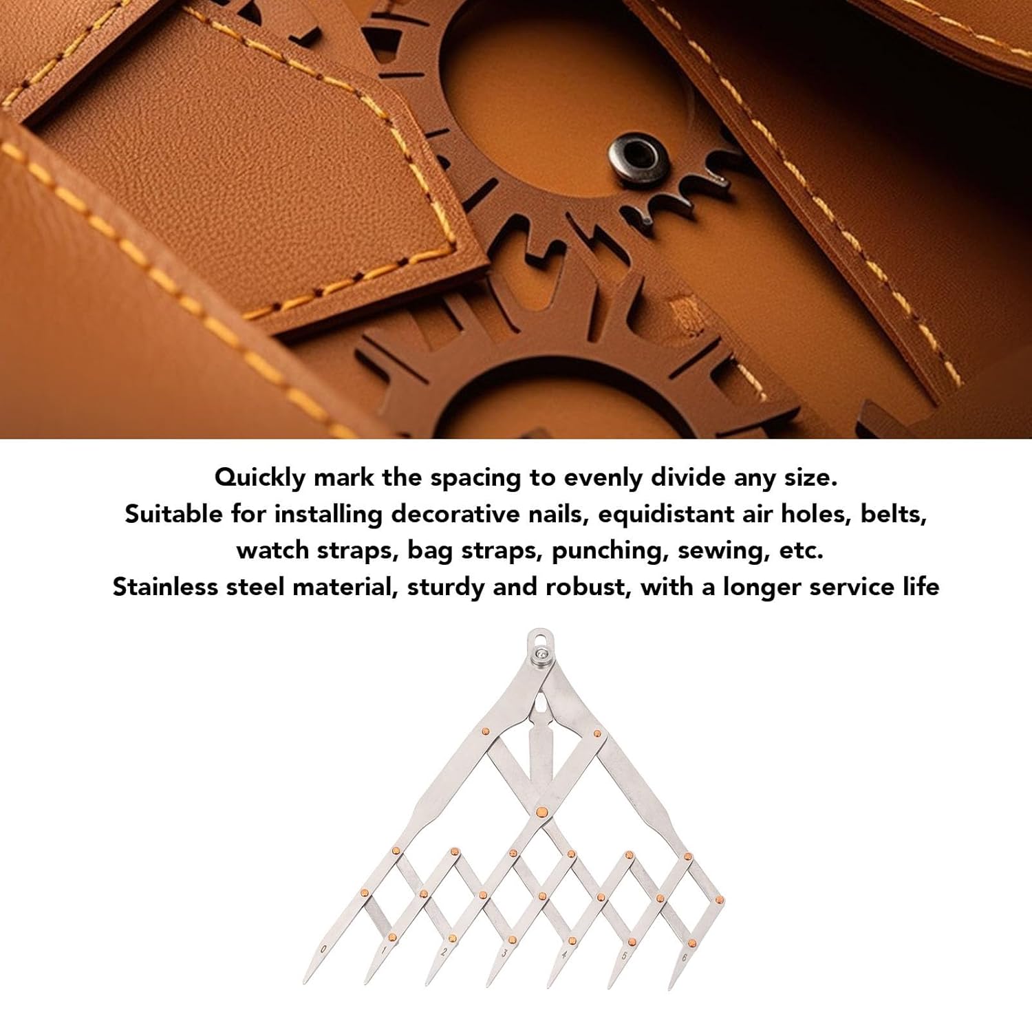 Sewing Ruler,Stainless Steel Expanding Sewing Gauge Button Guide Measure Multiple Equal Distance Multifunctional Anti Sewing Supplies for (5 Teeth Without Lock Function) (7 Teeth with Lock Function)