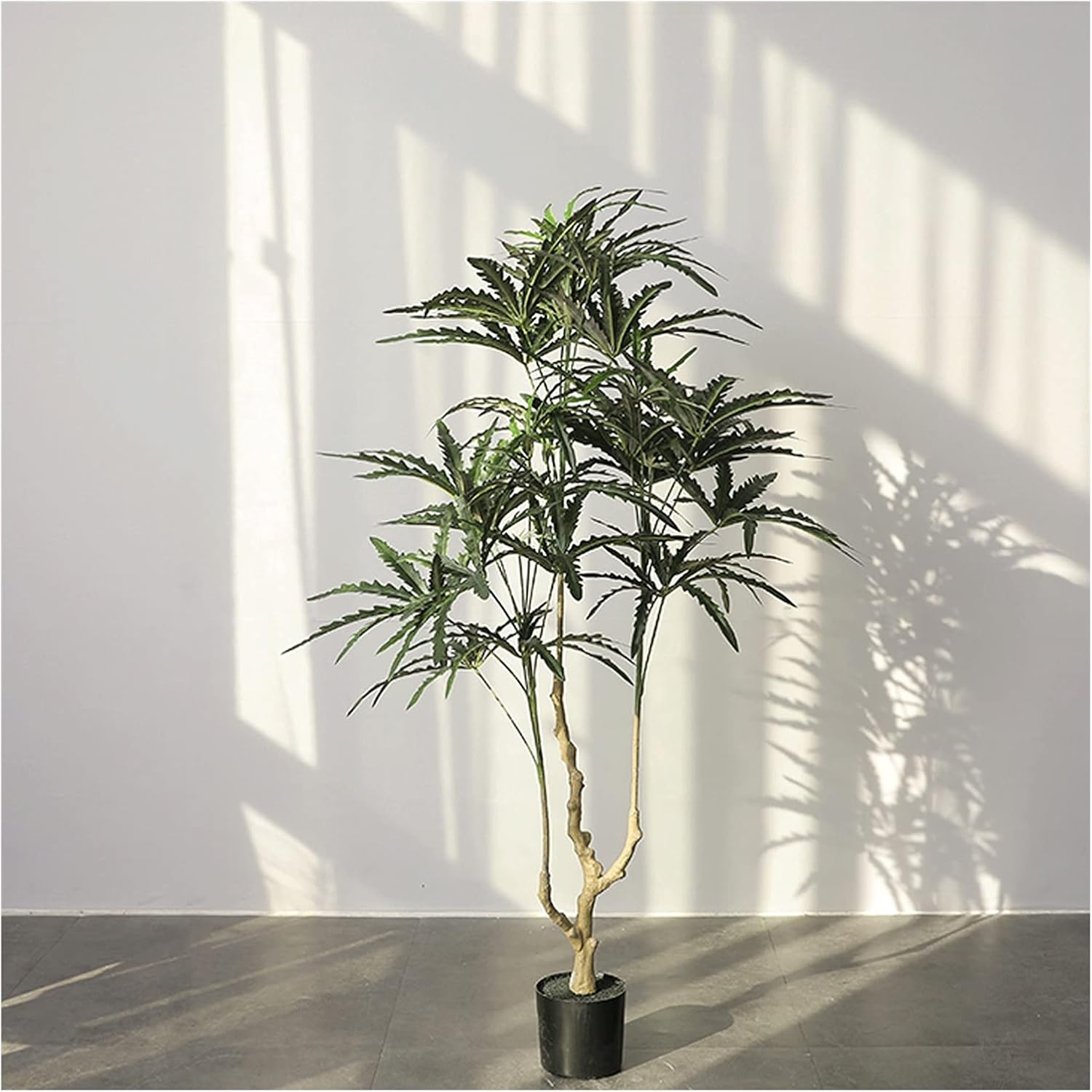 Bonsai Decorative Árbol de pavo real artificial 47 pulgadas Plantas de imitación Décor al aire libre, plástico falso plantas de pavo real en una olla tejida para el hogar y la oficina -1 Pack Bonsai T