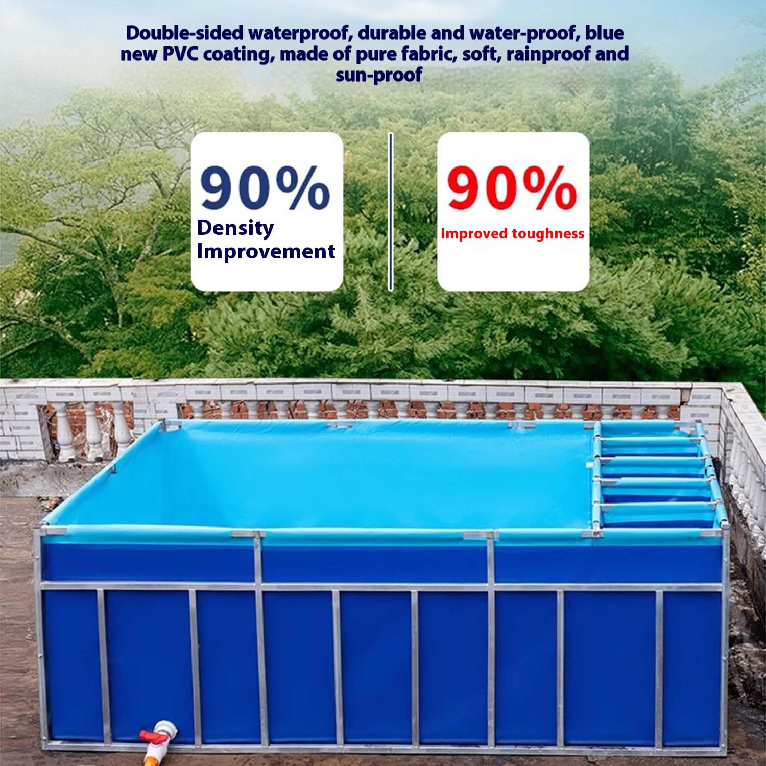 Estanque Koi de lona para exteriores con sistema de filtro integrado, estructura de acero para la cría de peces de jardín