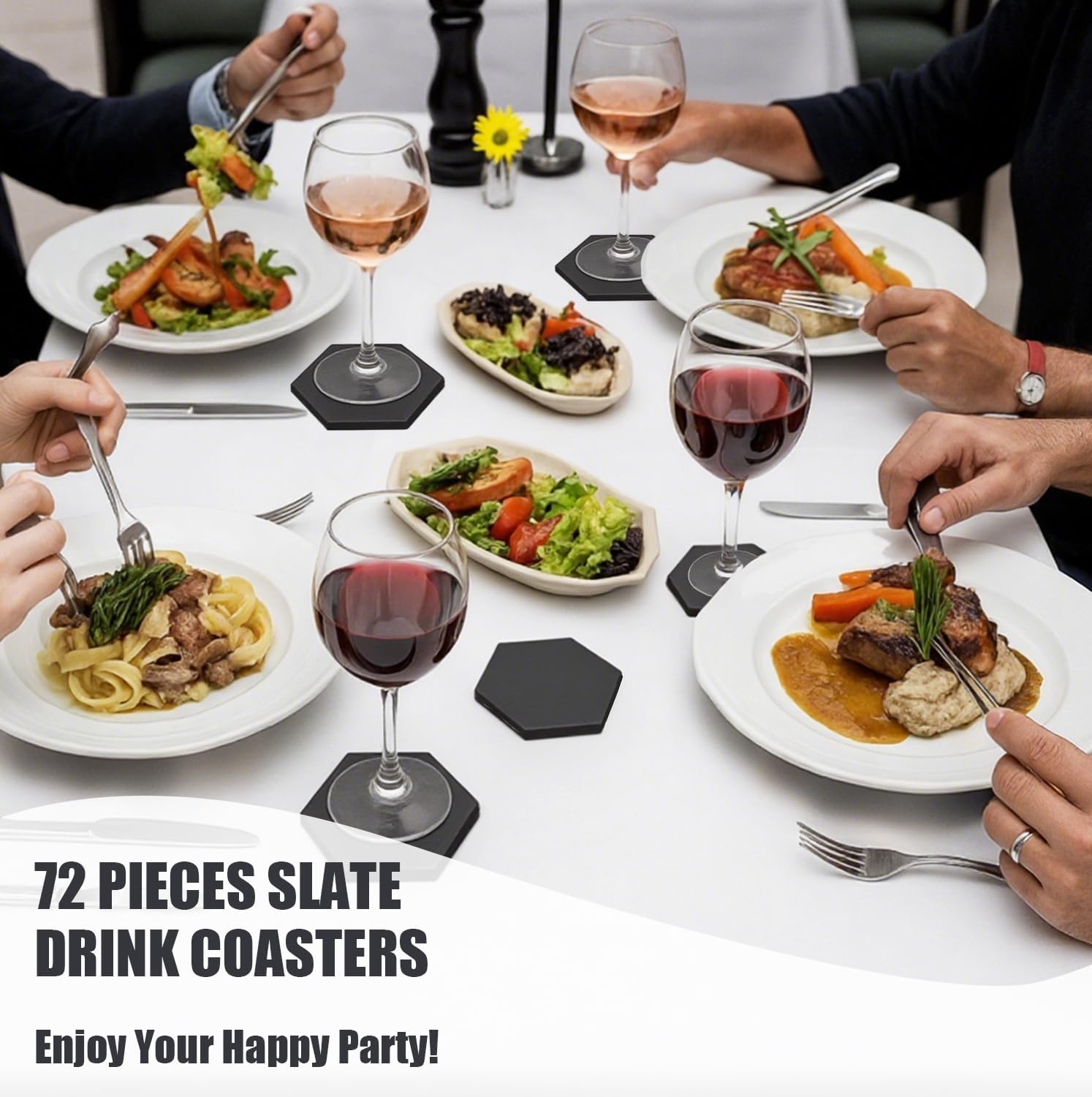 72 Pack Slate Drink Coasters Set, Black Slate Stone Coaster Bulk Laser Engraving Blank Handmade Decor for Home Kitchen Coffee Bar Protect Table(Hexagon) - Image 7