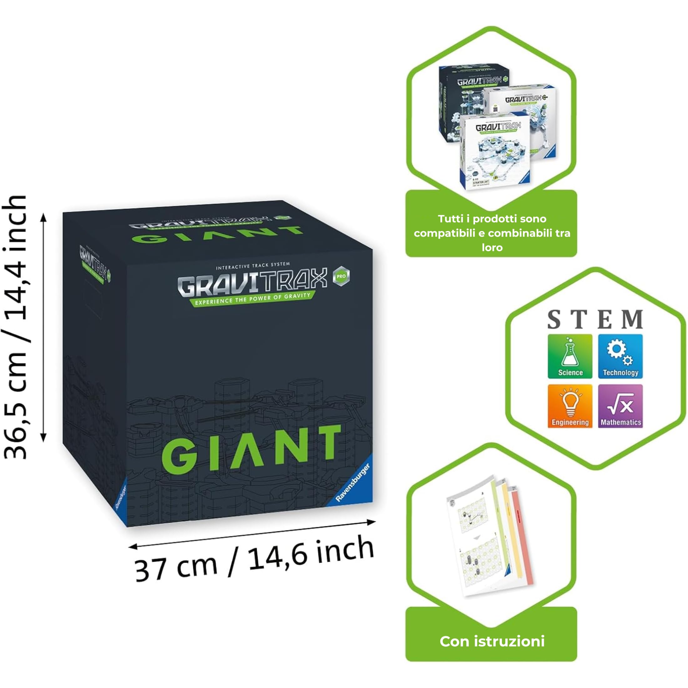 Ravensburger - Gravitrax Pro Giant Starter Set | Pista Biglie Con 409 Pezzi | Rompicapo Bambini Con Le Biglie | Giochi Bambino 8 Anni Maschio e Femmine | Giochi Per Bambini Compatibili Con Tutti