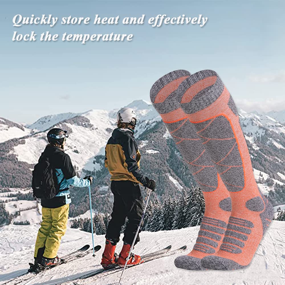 Bseical Lot De 2 Chaussettes De Ski Haute Performance Pour Femme Et Enfant 35-39, Pour Sports D'Hiver, Snowboard, Alpinisme, Randonnée