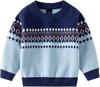 Little Kids Vintage Argyle Plaid Sweater Pullover Crewneck Tops Toddler Long Sleeve Knitted Sweaters 2T-6T