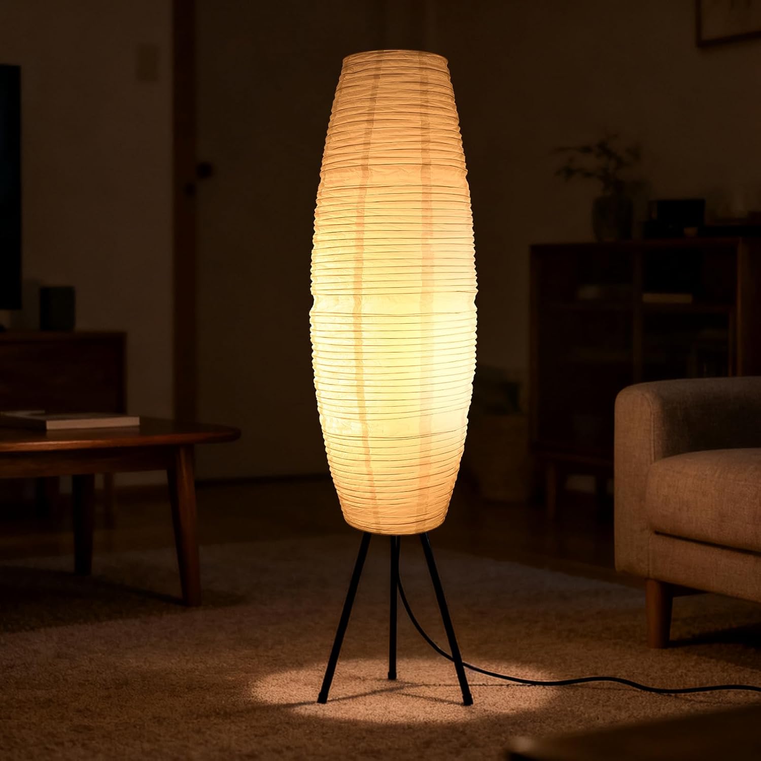 TOYANDONA Paper Floor Lamp Shade: Standing Lamp Shades Hanging Rice Paper Lampshade Replacement Foldable, Floor Light Cover Making Light Soft Ambient for Home, Bedroom Lighting Accessory (Minimalist)